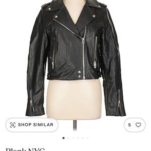 Blank NYC Women's Classic Black Leather Biker Jacket
